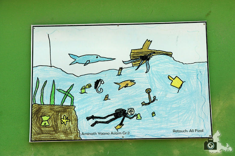 Zeichnung zum Umweltschutz der Meere auf den Malediven